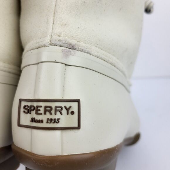 Sperry Top Sider Saltwater Wool Ivory Snow Rain Duck Boots - Picture 9 of 13